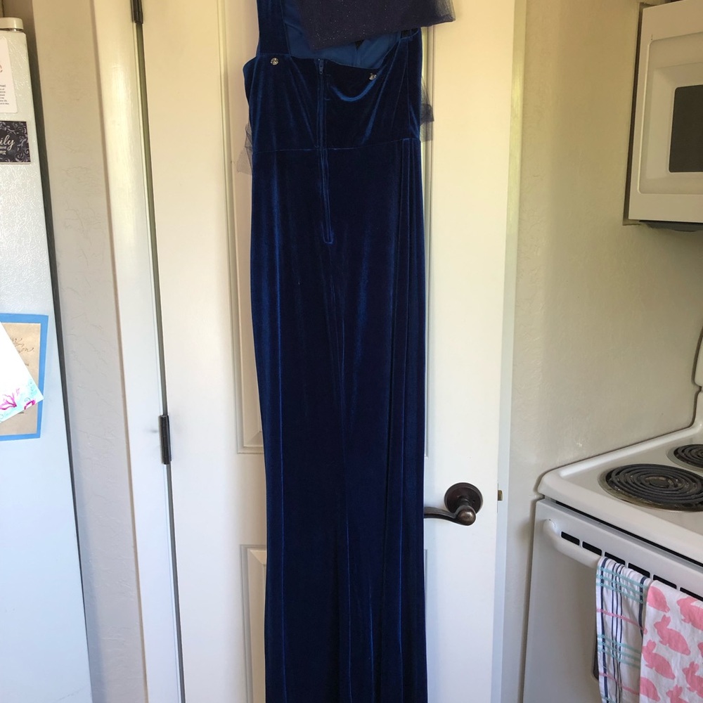 Velvet Blue Dress with Slit
